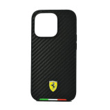 Ferrari Hc Pu Carbon Effect Case With Italian Flag Line For Iphone 14 Pro Black - 1 miniature