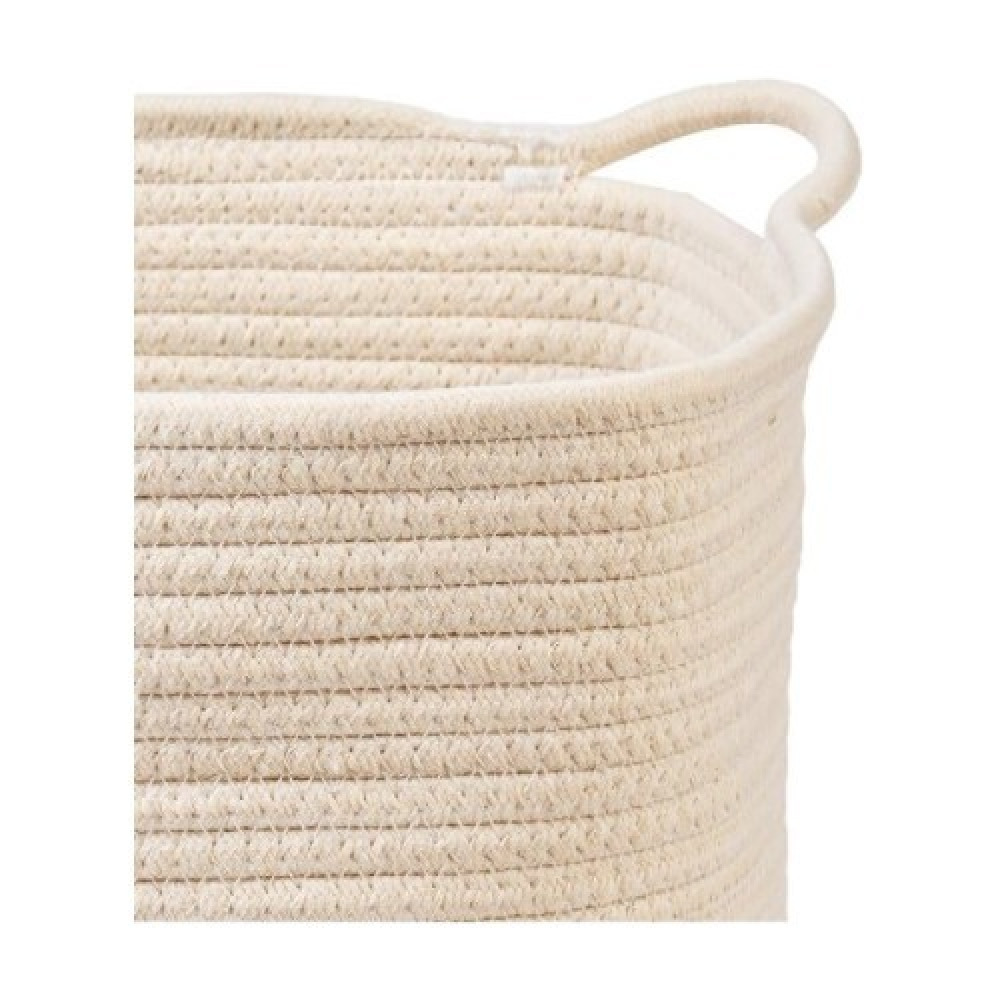 Homesmiths Cotton Rope Basket Upper Mouth White and Pink Dia30 x H30 cm - 3