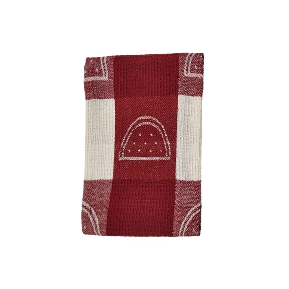Kitchen Towel BYFT Orchard Heavy Waffle, 50 x 70 Cm, Cotton 102 Gsm, Red \& White Multicheck, Set of 6 - 5