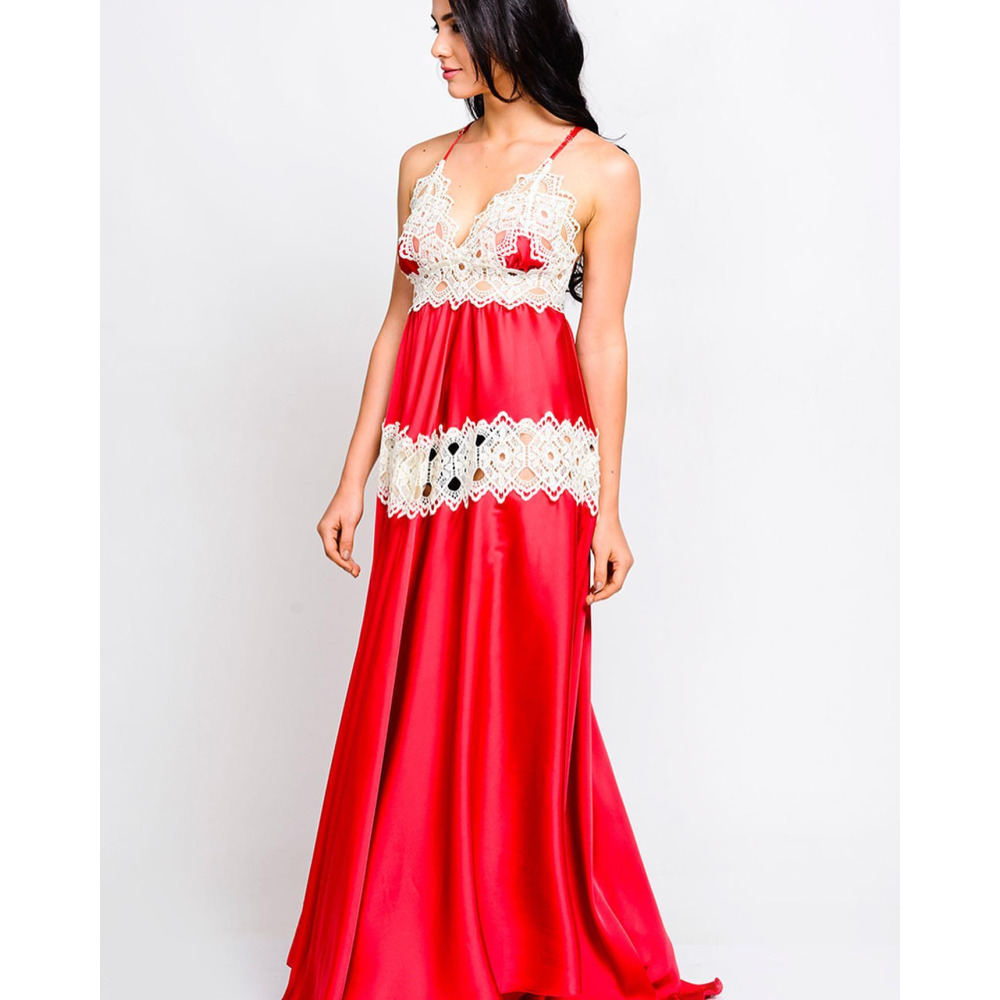 ثوب نوم مخفي الجمال، ملابس داخلية DIVINE DECADENCE، رقبة على شكل حرف V، أحمر، مقاس واحد - 2