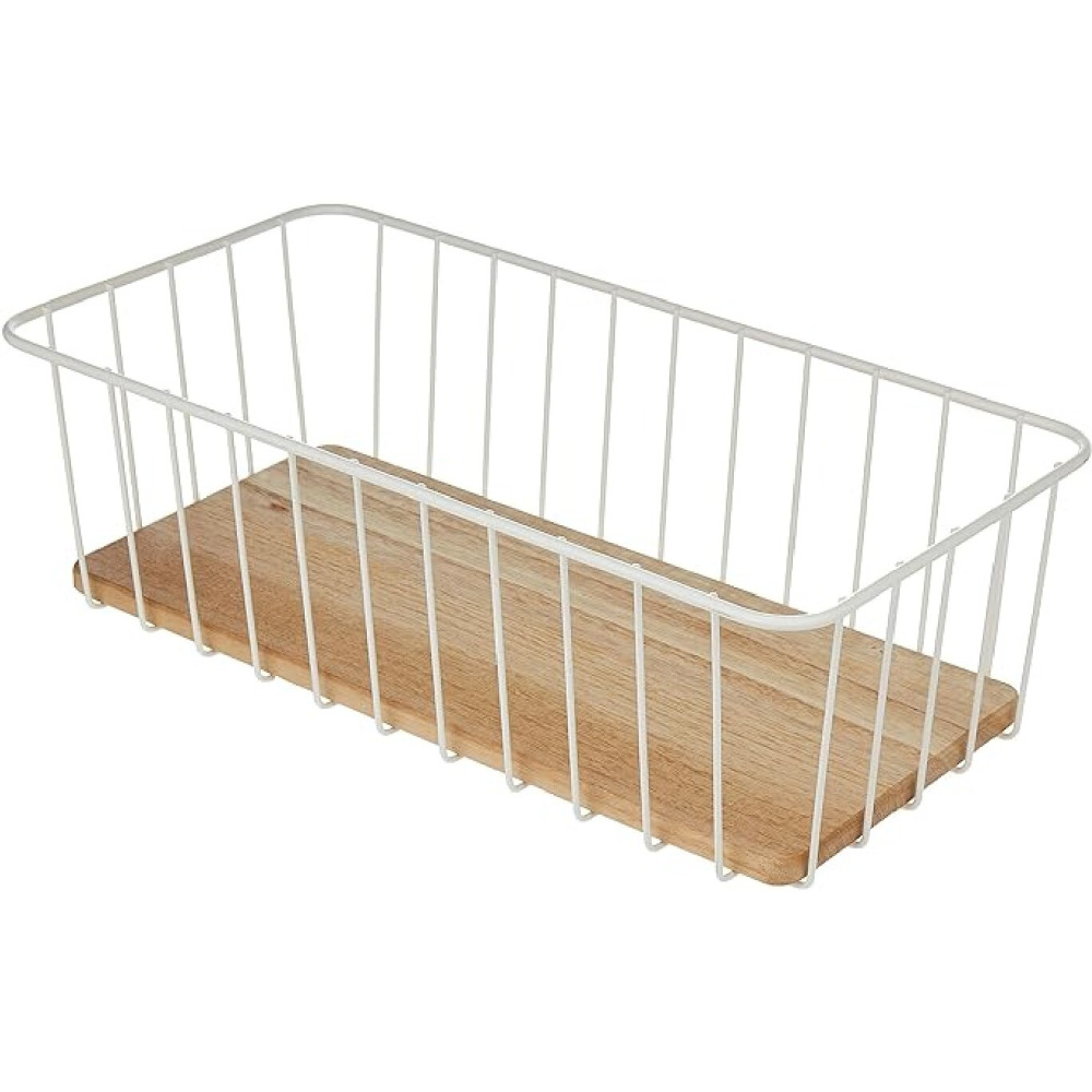 iDesign Wire and Paulownia Wood Pantry Bin 16 x 8 x 5 inch - 2