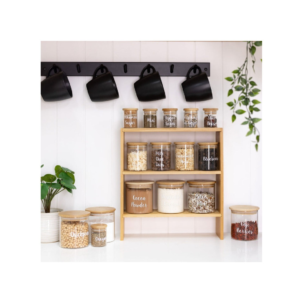 رف صغير من الخيزران مكون من 3 طبقات لعلب سعة 200 مل و500 مل - 2