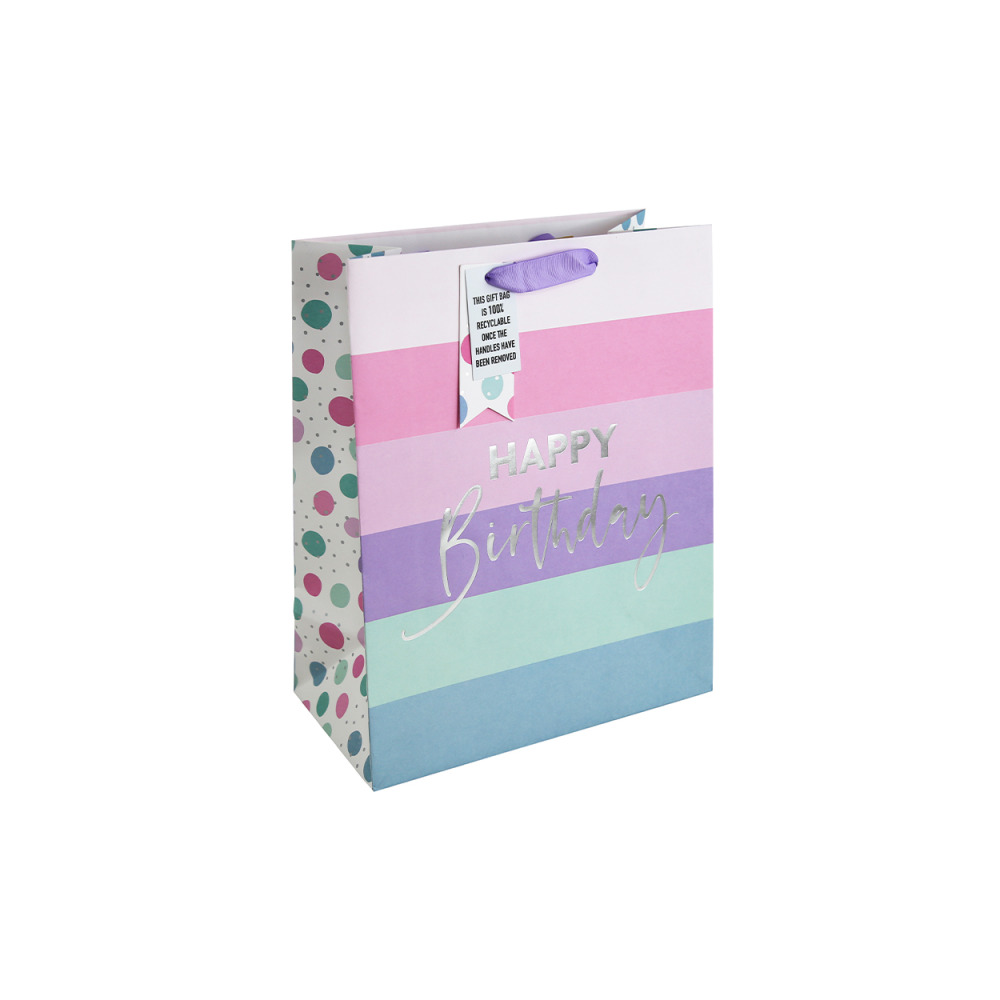 Eurowrap Female Birthday Stripes Large Bag - 1