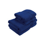 BYFT Home Ultra (أزرق) 2 منشفة يد (50 × 90 سم) \& 2 منشفة حمام (70 × 140 سم) 100% قطن عالي الامتصاص، بياضات حمام عالية الجودة مع نقش مربعات - 2 miniature