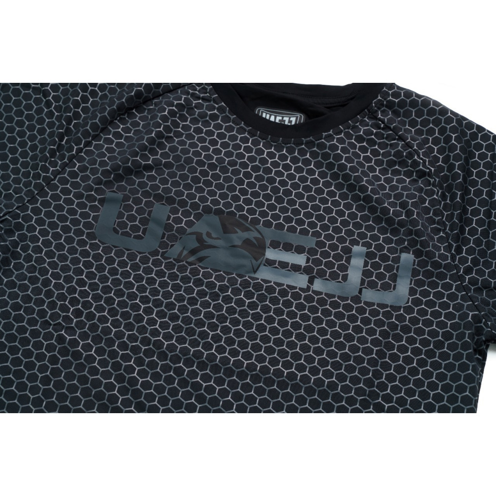 UAEJJ Jiu Jitsu Honey Comb Rashguard Long Sleeve, Black, size S - 2