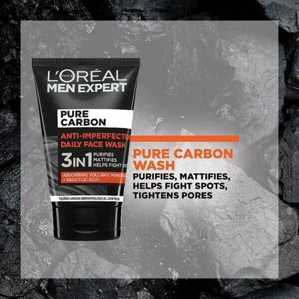 L'Oreal Men Expert Pure Carbon Daily Face Wash, 100 ml - 2