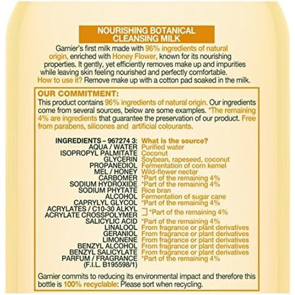 Garnier Natural Honey Flower Cleansing Milk Dry Skin 200 ml - 2