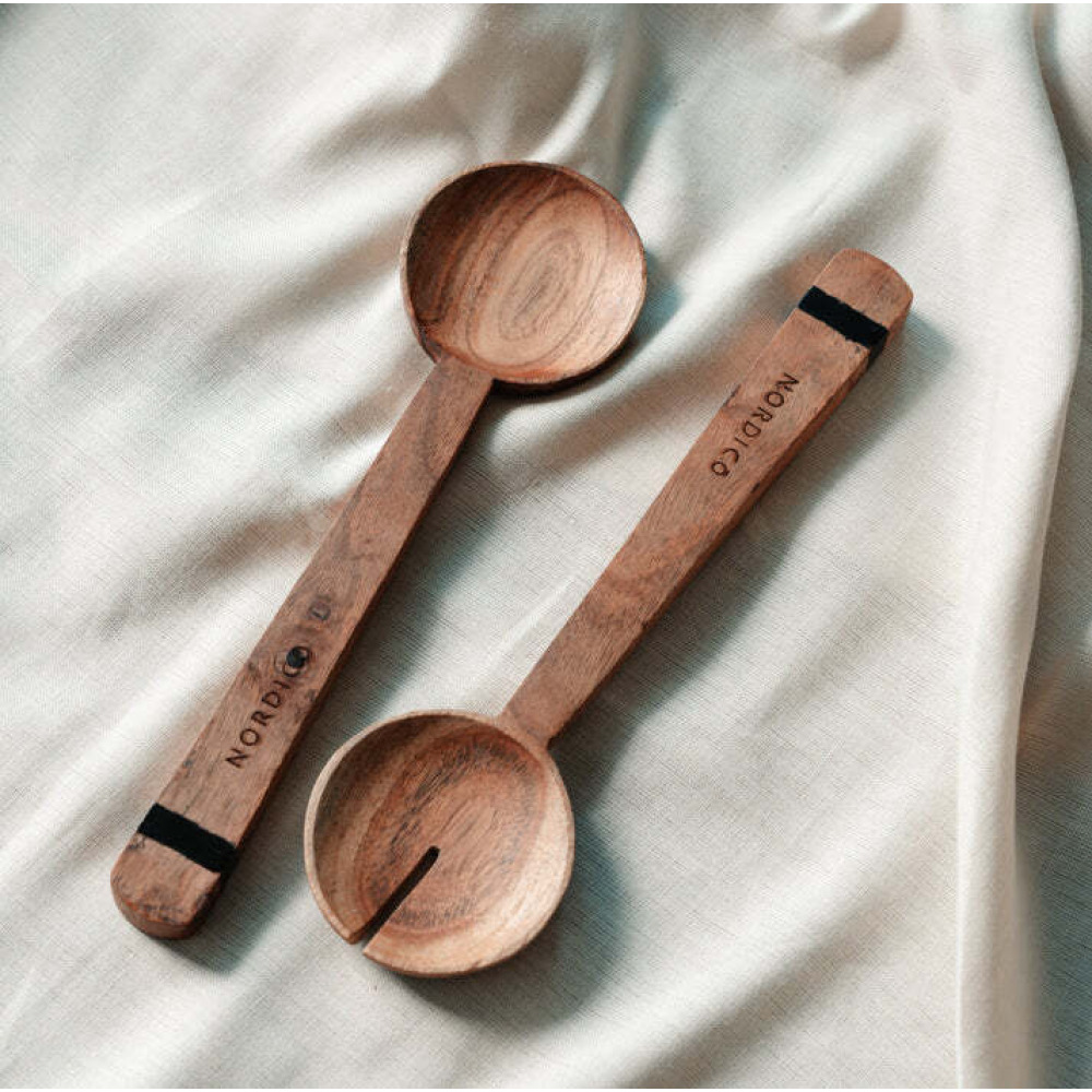 Nordico Wooden Salad Servers Spoon Set - 2