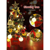 شجرة صناعية صغيرة مقاس 20 بوصة مع مصابيح Led وشجرة على شكل نجمة ومجموعة زينة يمكنك صنعها بنفسك، زينة مثالية تعمل بالبطارية للعام الجديد - 2 miniature