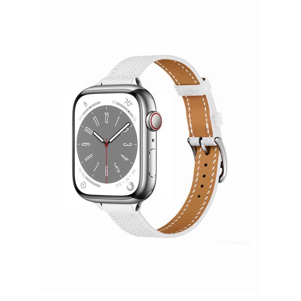 Perfii Slim Genuine Leather Replacement Band For Apple Watch 49, 45, 44, 42mm Series Ultra 8/7/6/5/4 SE - 2