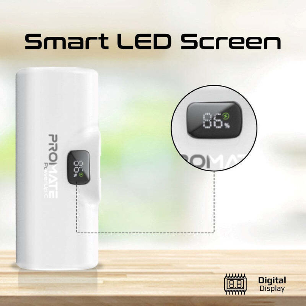 بنك الطاقة Promate Powerup-C فائق الصغر مع شحن سريع وموصل Usb-C مدمج - 3