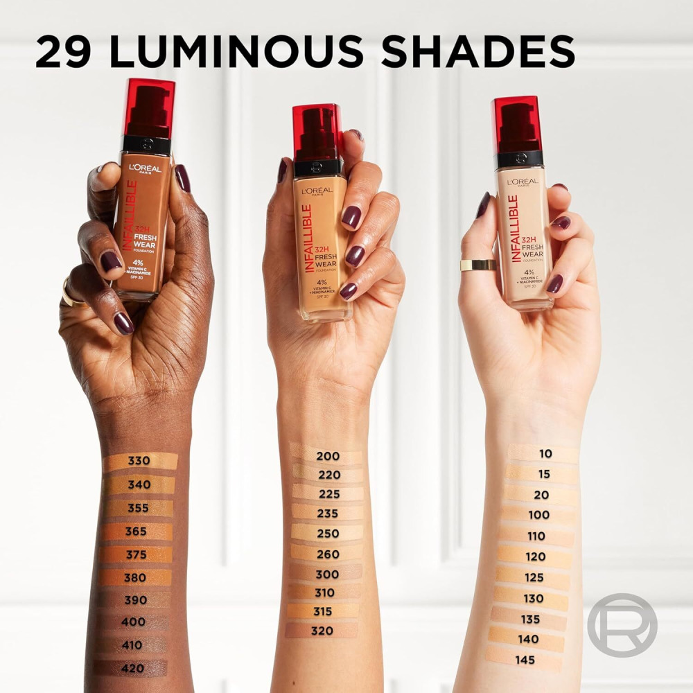 L'Oreal Paris Infaillible 32H Freshwear Foundation, SPF 25, 100 Warm, 30ml - 7