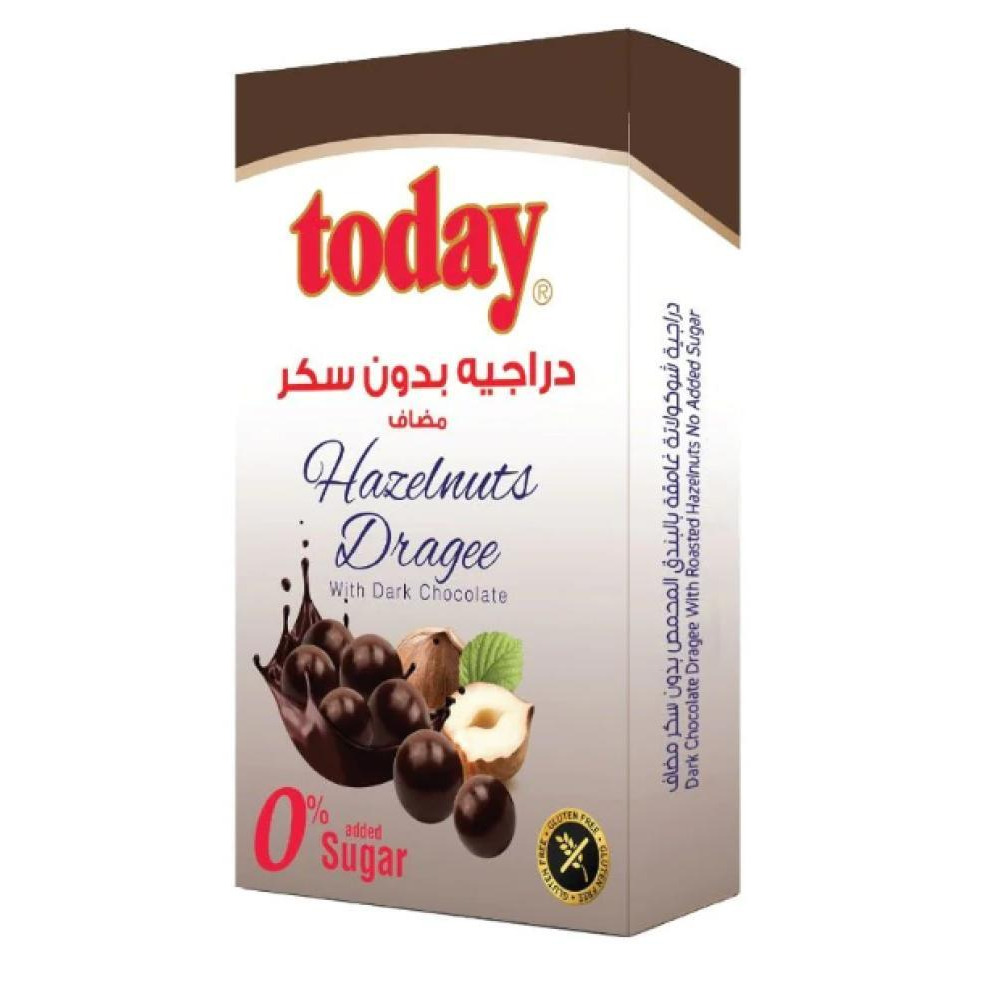 Today Dragee Dark Chocolate with Hazelnut Zero Sugar Added 60g - 1