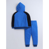Boys' 3-Piece Set Tracksuits- Off-white Long tee, Blue fullzipper Hoody Jacket and Jogger , (12-18 M) - 4 miniature