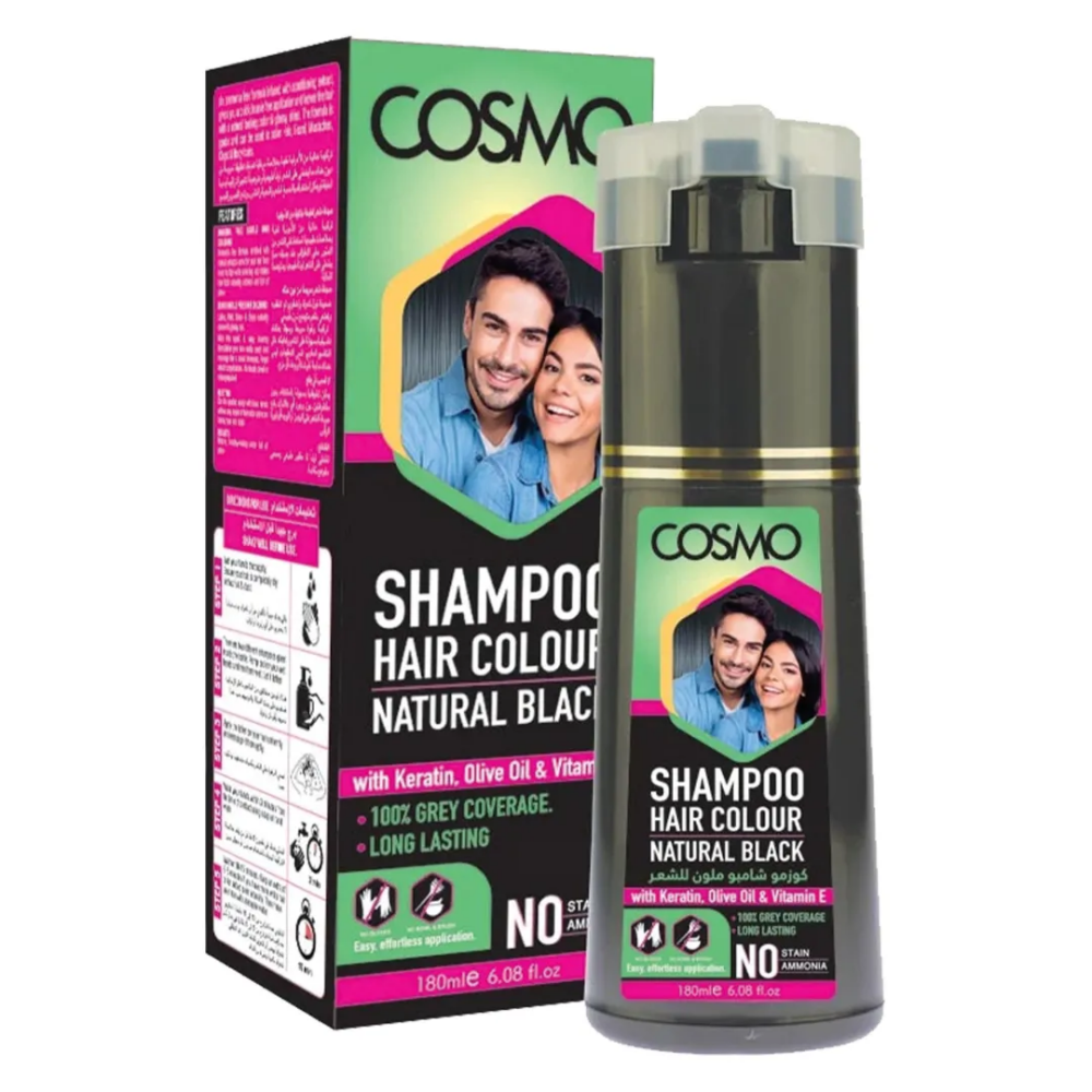Cosmo Shampoo Hair Colour Black 180ml - 1