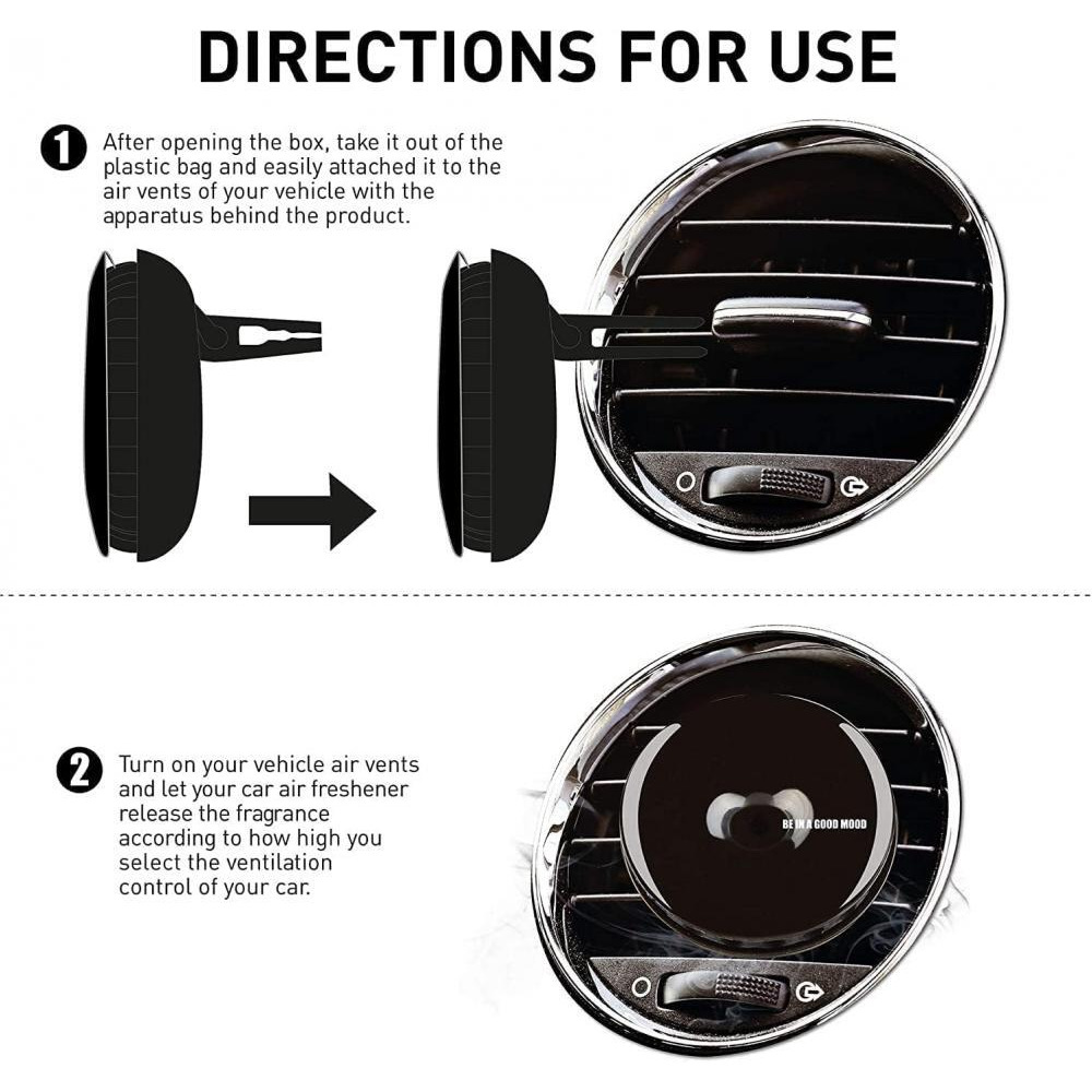 Vavana, Car air freshener with easy-to-use vent diffuser, Essential oils, Black - musk - 5