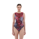 One-piece Sleeveless Swimsuit Peonies (XL) - 1 miniature