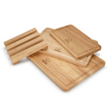 Fissman 3-Piece Cutting Boards 35cm, 30cm, 25cm With Stand Rubber Wood - 3 miniature
