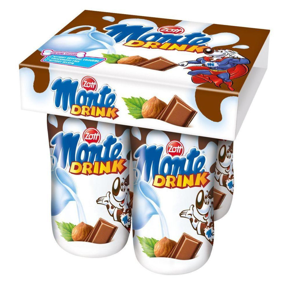 Zott Monte Milk Drink with Choco and Hazelnut, 4 x 95 ml - 1