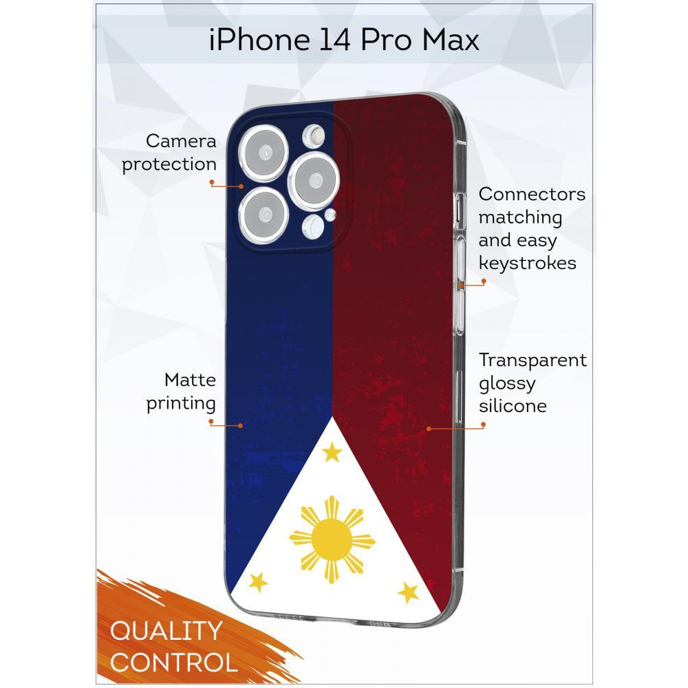 Protective Case Cover for Apple iPhone 14 Pro Max (6.7) Flag of the Philippines - 2
