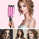 GStorm - 3 Barrel Curling Iron - 1 inch Triple Three Hair Waver Temperature Adjustable hair Iron and Curler Hair Crimper, Fast Heating - PINK - 6 miniature
