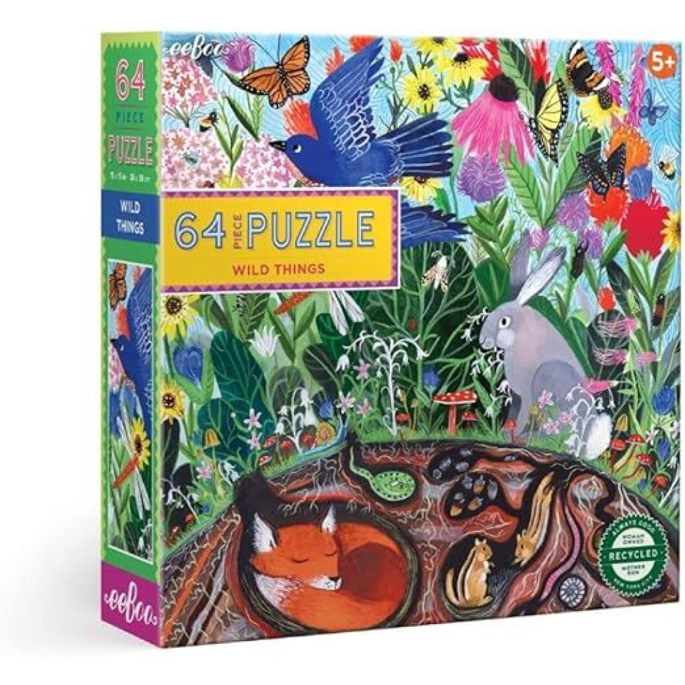 пазл Eeboo Wild THINGS, 64 Предмета, МНОГОЦВЕТНЫЙ, ДЛЯ обучения И развлечения детей. - 1