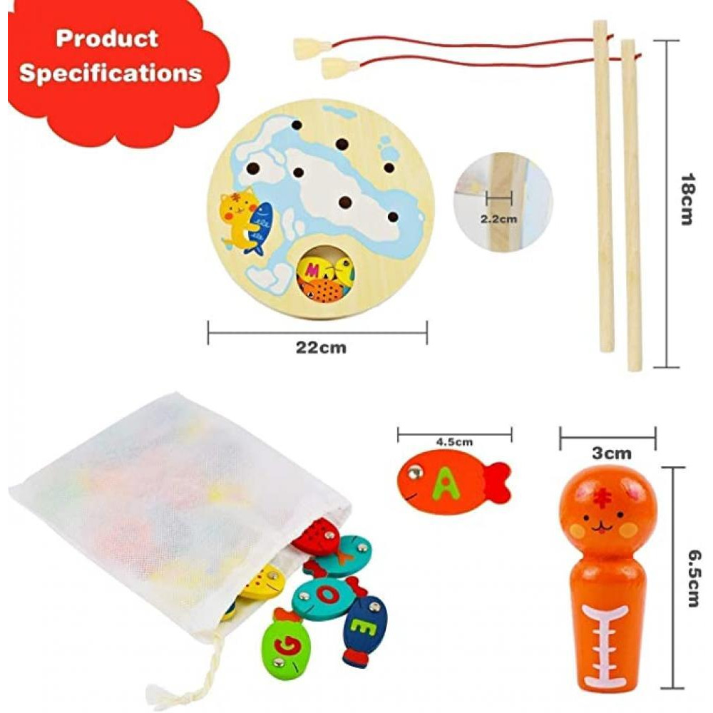 ICDOT / Wooden fishing game toy, 2-4 years - 3