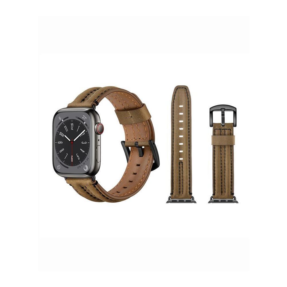 Perfii Humped Leather Replacement Band For Apple Watch 49/45/44/42mm Series Ultra/8/7/6/5/4/SE - 1