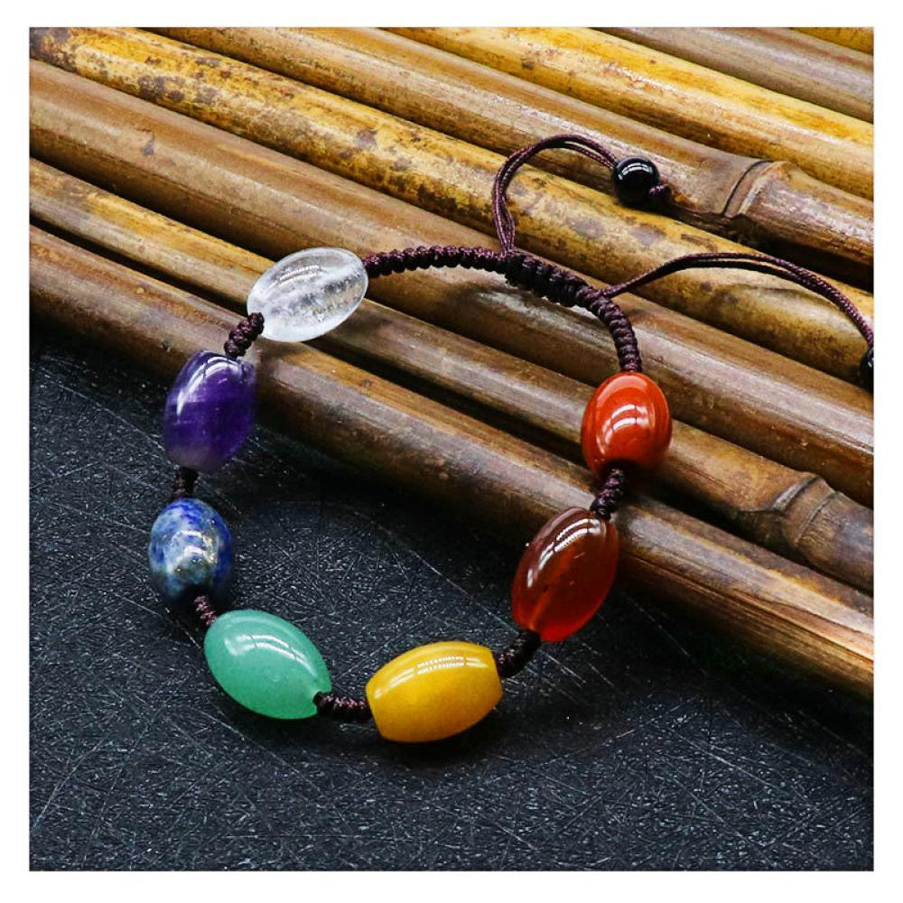 Браслет Из Натуральных Бусин С Кристаллами Чакры, Завязанный вручную - 5