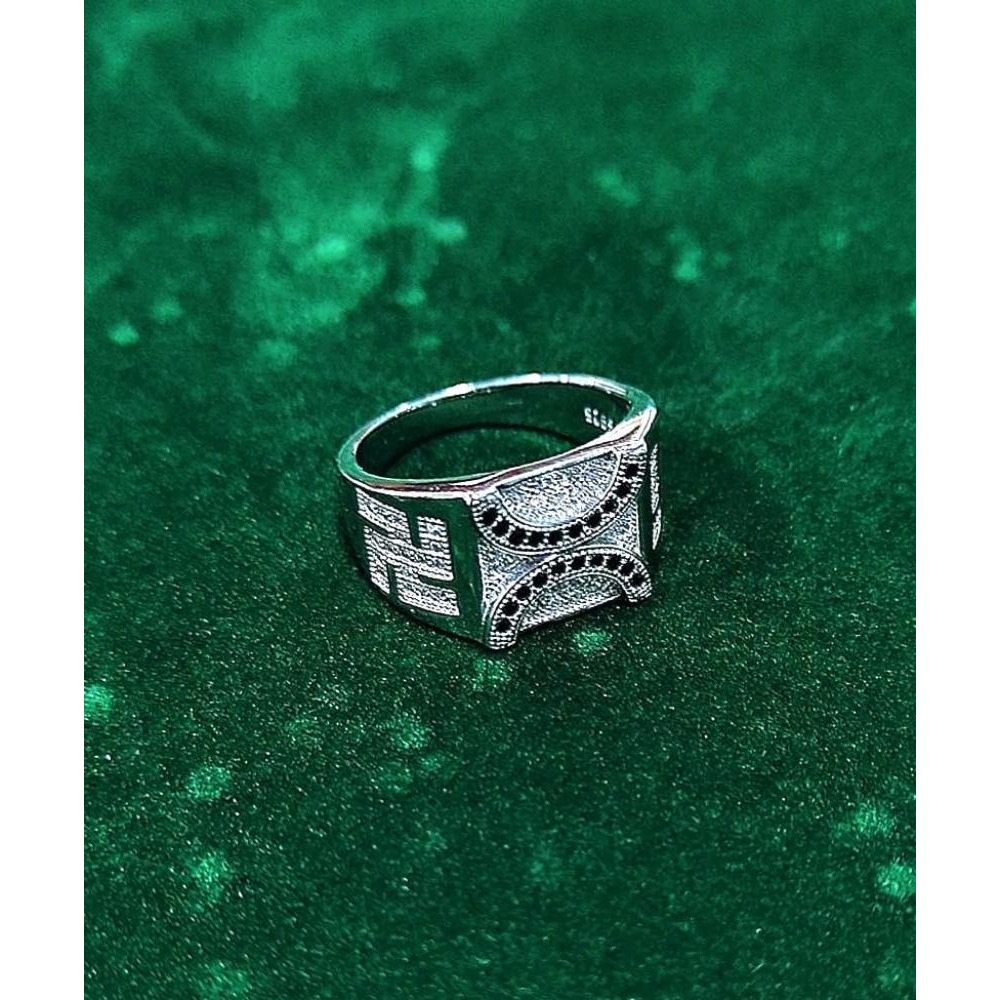 Fashionable and Beautiful 925 Silver Black Zircon Man Ring  - 5