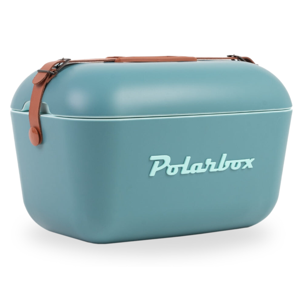 صندوق تبريد كلاسيكي من بولار بوكس سعة 20 لتر مع حزام جلدي، ثلج صلب معزول حراريًا للشاطئ والنزهات وغطاء قابل للتحويل، لون بيج/زيتوني PB-9312، أزرق - بح - 1