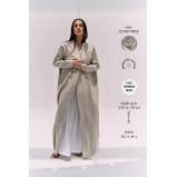 Льняной Летний Кардиган АБАЯ, Глянцевый Бежевый (L) - 8 miniature