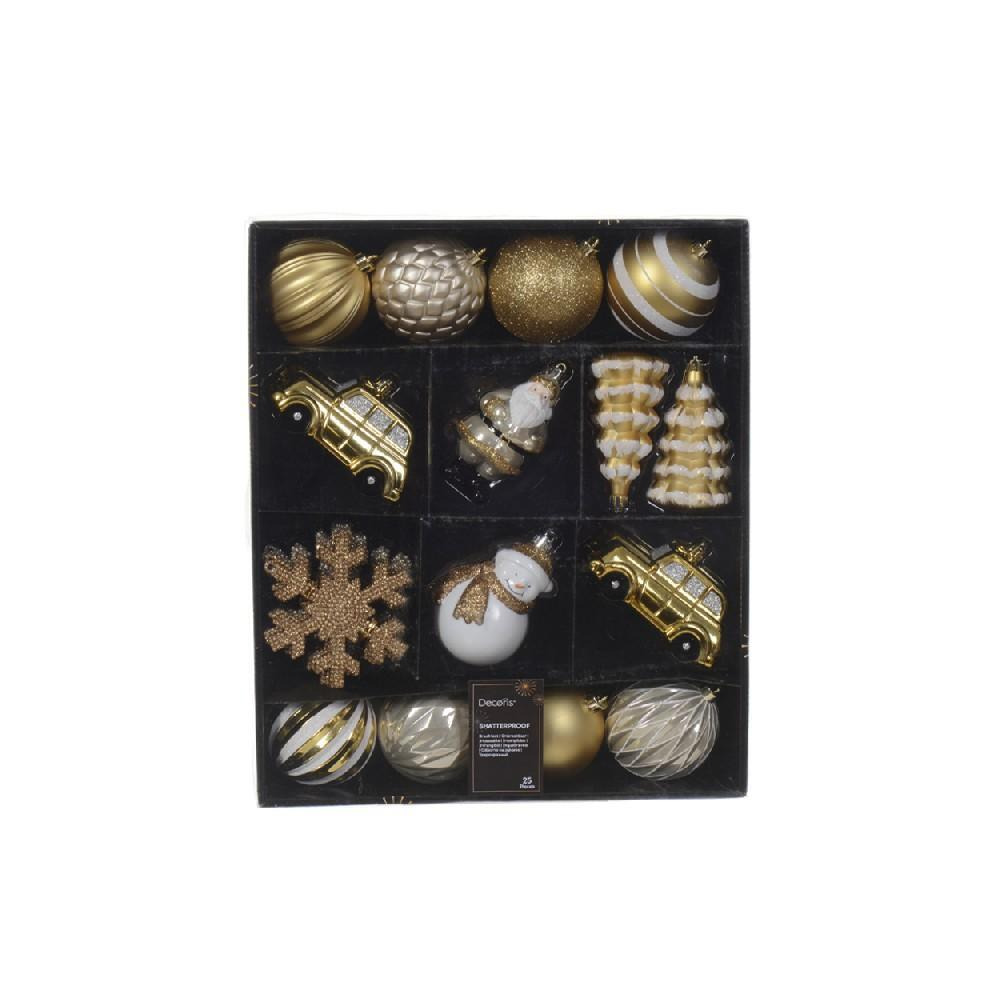 Kaemingk Decoris Mixbox Shatterproof Matt, Shiny \& Glitter Mix Assorted Set 29115 - 1