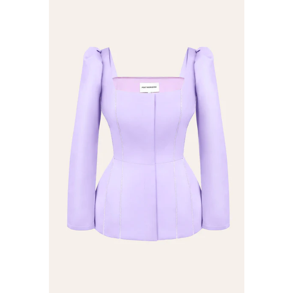 Satin Decorated Top (Lavender), size M - 3