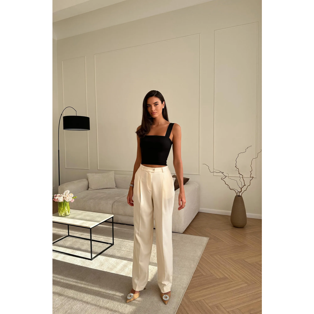 Брюки прямого кроя (ЦВЕТ слоновой кости), размер XS. - 3