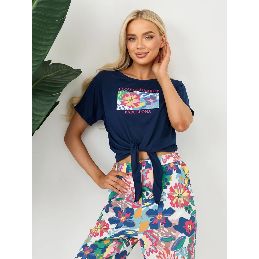 طقم بيجامة منزلي من Hidden BEAUTY Lingerie، أزرق داكن - XL - 3