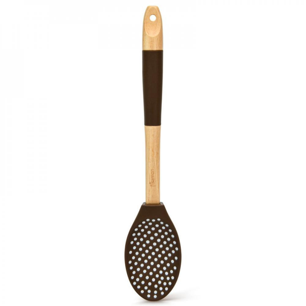Fissman Chefs Tools Silicone Serving Spoon with Handle Brown 31.5 x 6.5cm - 1