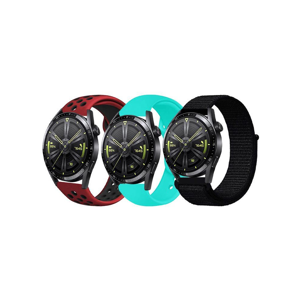مجموعة 3 قطع من سوار الساعة متوافقة مع جميع أجهزة سامسونج وهواوي وأمازفيت وفيتبيت وهونر بحجم سوار 22 ملم - 1