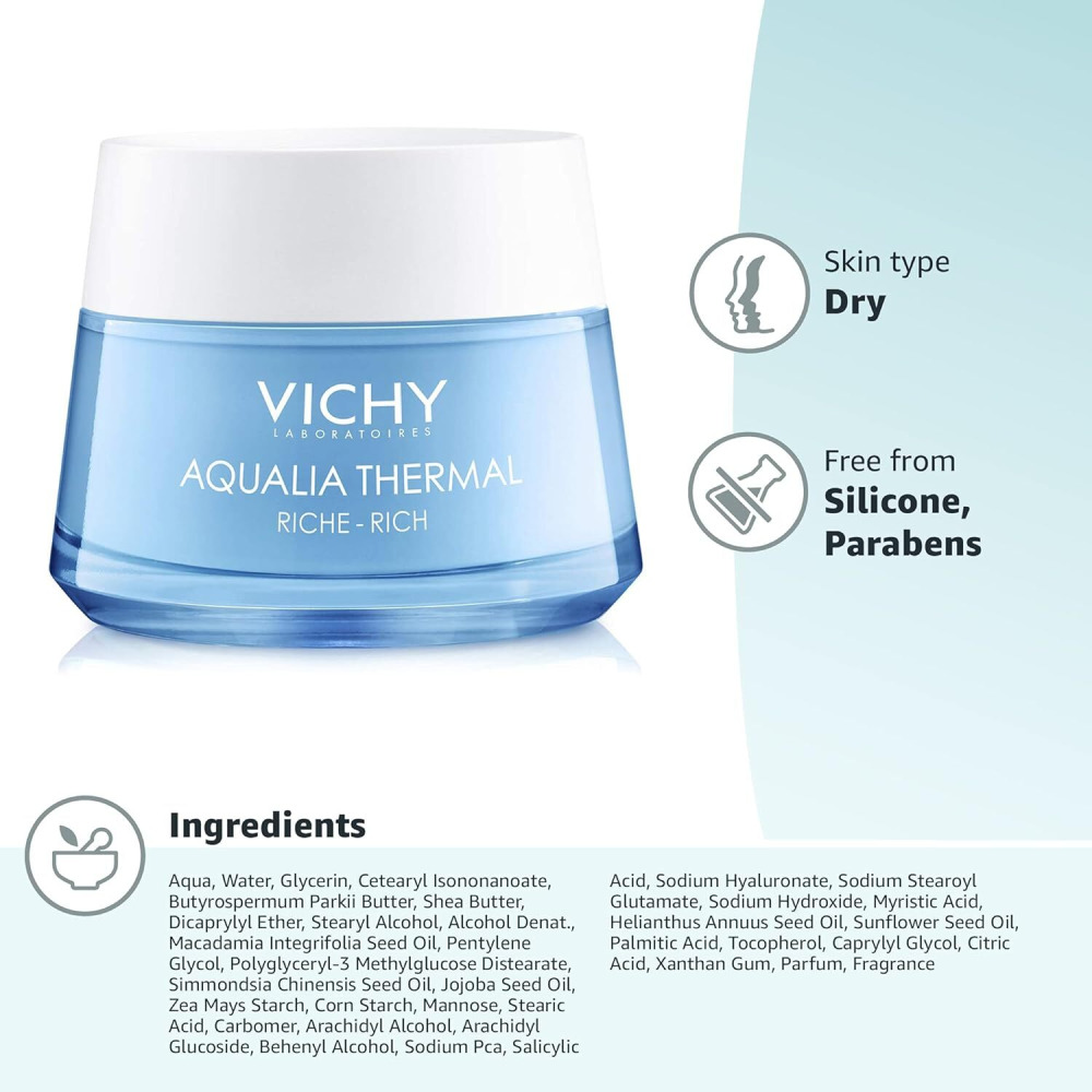 Vichy Aqualia Thermal Rich Cream for Dry Sensitive Skin 50 Ml - 7