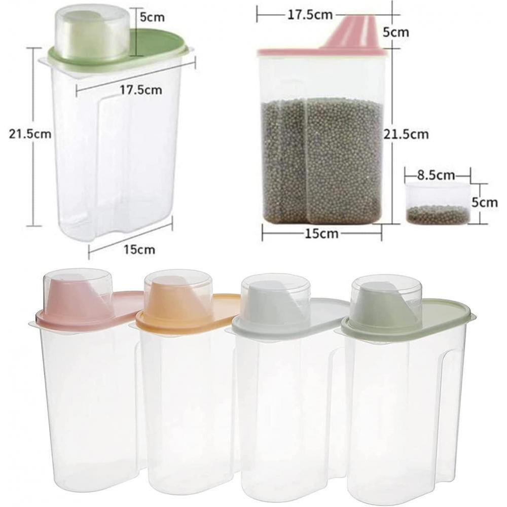 Premify / Cereal containers set, Airtight, BPA free plastic, Rice storage bin/dispenser + measuring cup, 4 pcs - 3