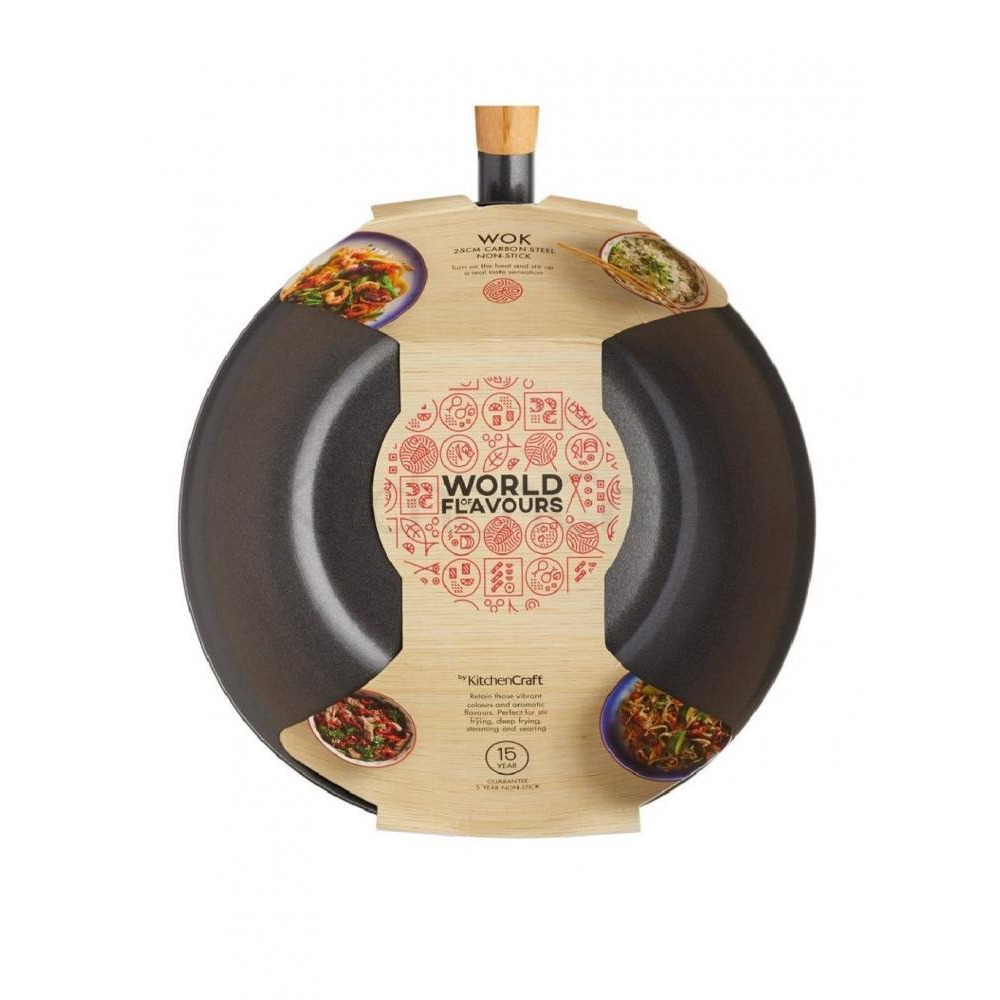 Kitchencraft World Of Flavors Oriental Wok, 30 cm, Steel Wool Handle - 2
