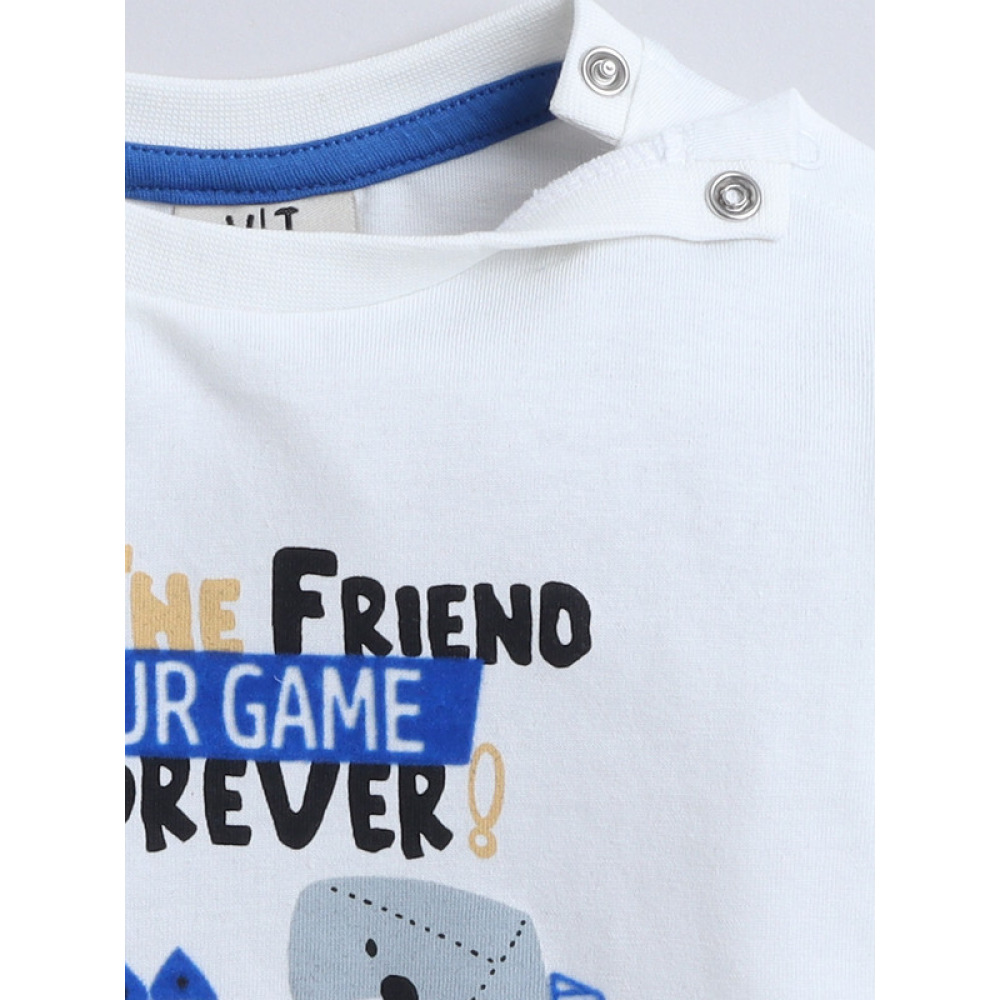 Boys' 3-Piece Set Tracksuits- Off-white Long tee, Blue fullzipper Hoody Jacket and Jogger , (12-18 M) - 5