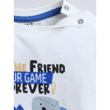 Boys' 3-Piece Set Tracksuits- Off-white Long tee, Blue fullzipper Hoody Jacket and Jogger , (12-18 M) - 5 miniature