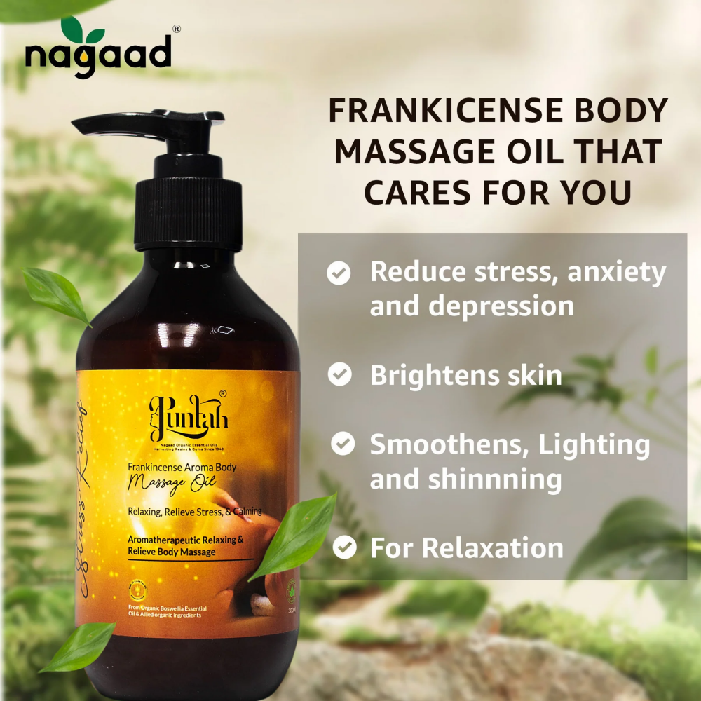 Nagaad Puntah Frankincense Body Massage Oil for Women and Men - 100% Natural Therapy, Joint Relaxation, Skin Nourishment 300 ml - 4