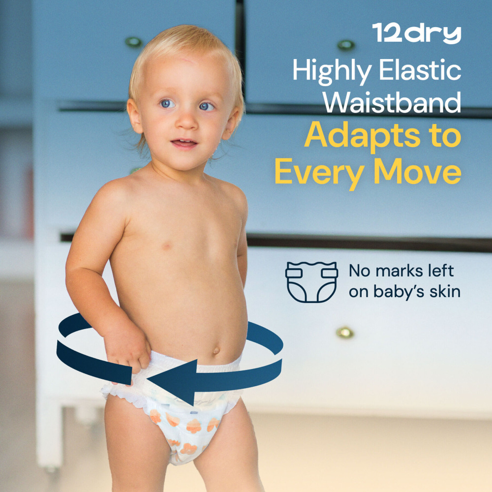 12dry Diapers Premium Baby Care (size 2, 4-8 Kg, 246 Count) 100%Ultra-absorbent Japanese Tech, Thin&Breathable, Hypoallergenic, Soft Elastic Waistband - 5