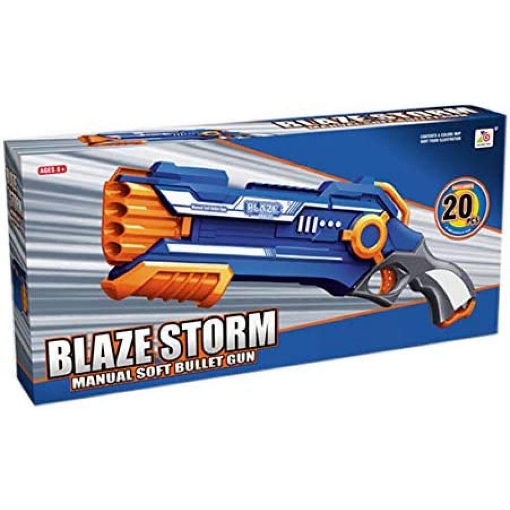 Blaze Storm Manual Soft Bullet Gun, Blue/Orange, 048621890365 - 2