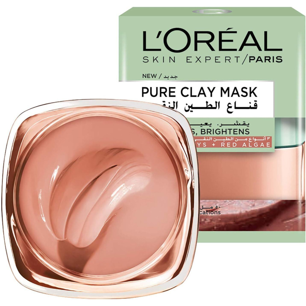 L'Oréal Paris Pure Clay Red Face Mask With Red Algae, Exfoliates And Brightens, 50 ml - 2