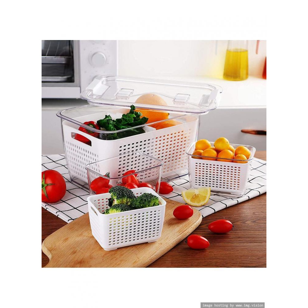 حاوية تخزين ثلاجة متوسطة الحجم من هومسميث مع سلة فواكه ذات طبقة مزدوجة - 6