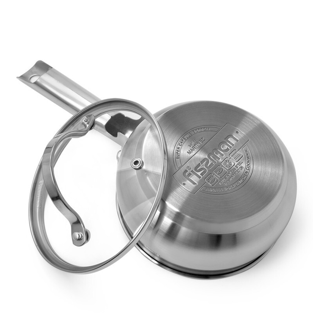 Fissman Saucepan With Glass Lid Stainless Martinez Series Steel 14x7cm/1.1LTR Silver 14x7cm - 3