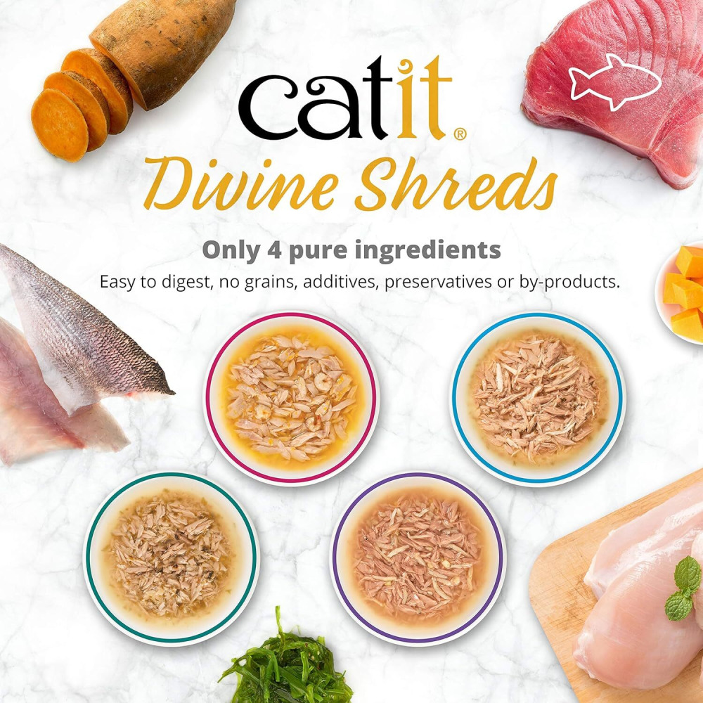 Catit Divine SHREDS, Премиум-Корм Для Кошек, ТУНЕЦ С курицей И ВАКАМЕ, 75 Г - 3